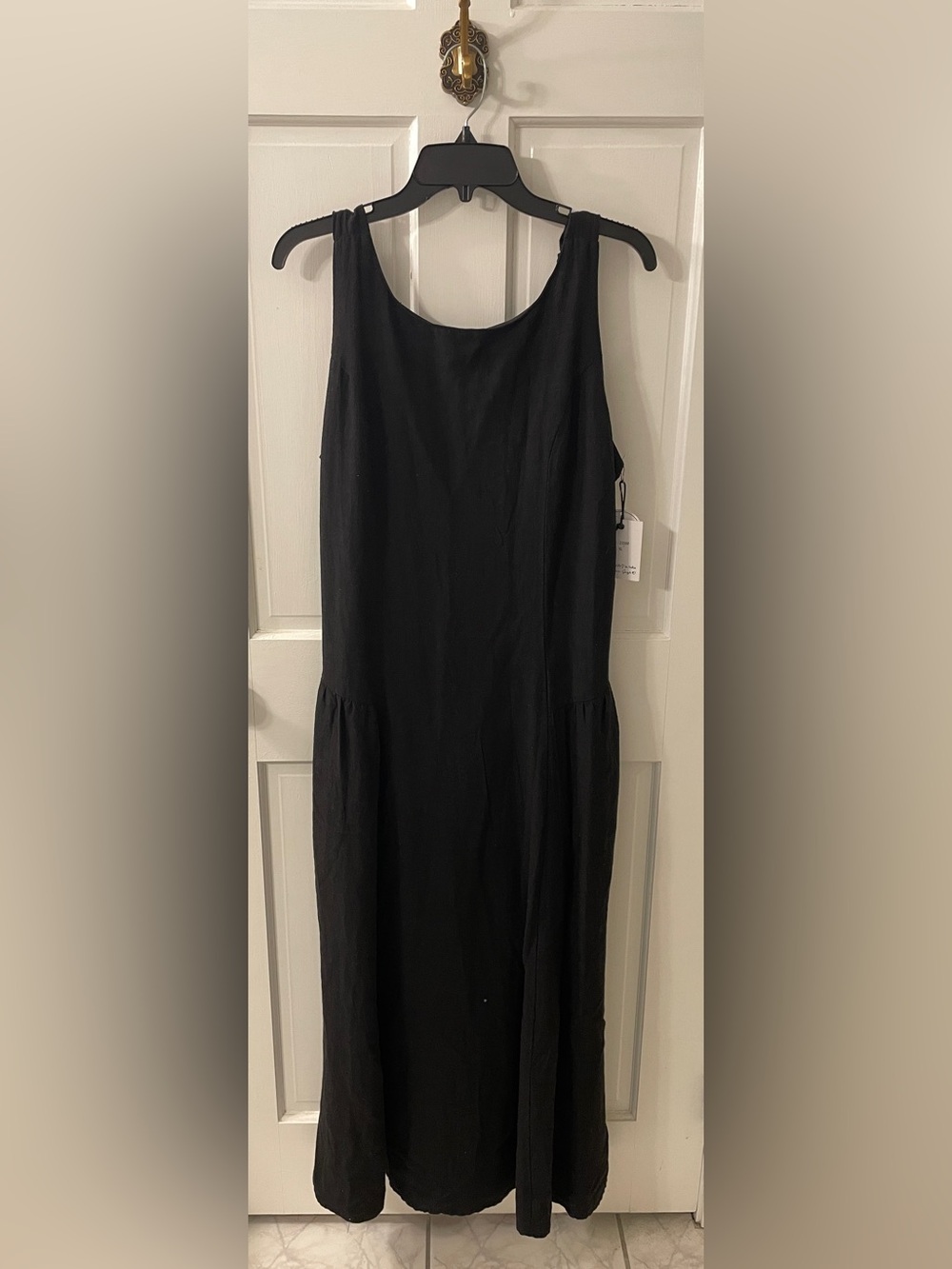 NWT Japna Black Linen-Blend Drop Waist Midi Dress